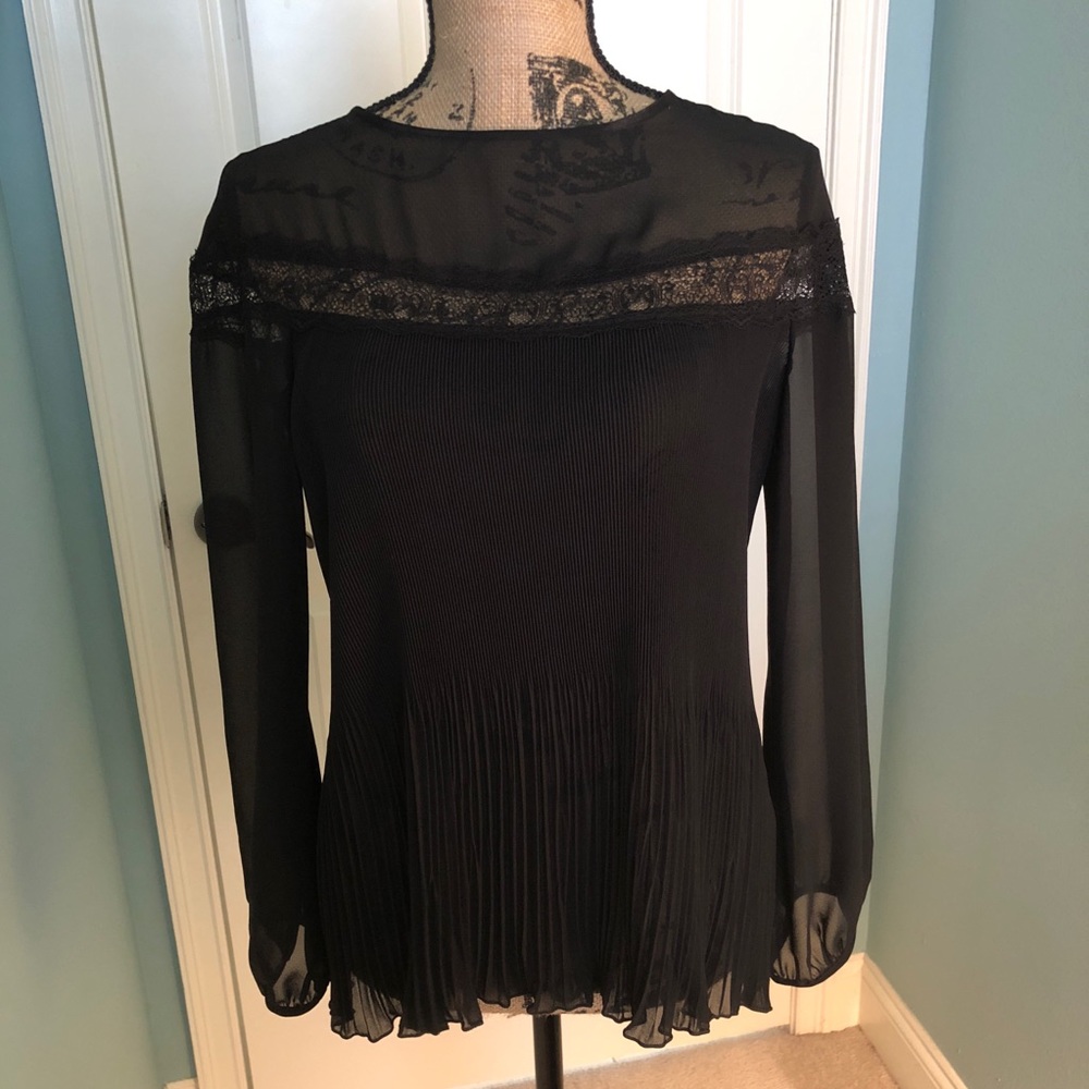 Zara long sleeve sheer and lace top. NWT.
